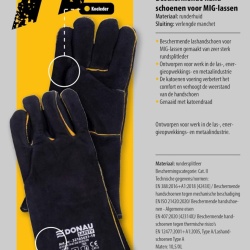 Mănuși de Protecție pentru Sudură MIG DONAU SAFETY, Piele Naturală de Bovină, Căptușeală din Bumbac Absorbant, Manșetă Lungă pentru Antebraț, Mărimea 10 (XL), Negru - Img 3