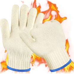 Mănuși Termorezistente de Bucătărie și Grătar AUAUY (1 Pereche), Bumbac Tricotat Dublu Strat, Rezistență până la 250°C, Design Ergonomic cu 5 Degete Ambidextru, Lungime 26 cm, pentru Cuptor, Tăvi Incinse, Fontă și BBQ - Img 2