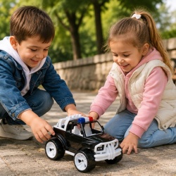 MASINA JEEP OFF ROADER NEGRU ALB 39CM - Img 3