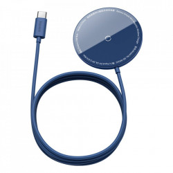 Mini incarcator magnetic wireless Qi Baseus 15 W (compatibil MagSafe pentru iPhone) albastru (WXJK-H03)