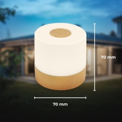 Mini Lampă LED de Masă Wireless IP44 cu Control Touch, Reglaj în 3 Trepte, Acumulator Reîncărcabil, USB-C, Aspect Lemn, 7 x 7 cm, Clasa G - Img 9