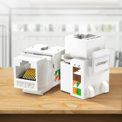 Module de rețea neecranate Ugreen Keystone Ethernet Cat 5e 8P8C RJ45 100 Mbps 568A / B alb (80176 NW142) - Img 3