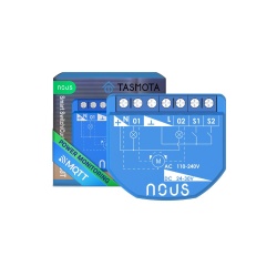 Modulul mini releu Nous B3T smart Wi-Fi cu 2 ganguri cu contor de putere si functie de control pentru rulouri/perdele (firmware Tasmota, compatibil Matter)