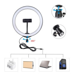 Montare trepied Puluz 1,1m + 26cm RGBW LED Ring Vlogging PKT3044 - Img 4