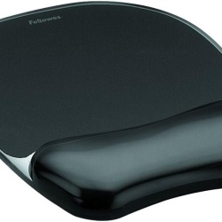 Mouse Pad Ergonomic cu Suport din Gel pentru Încheietură Fellowes Gel Crystals, Bază Cauciucată Antiderapantă, Compatibil cu Mouse Optic și Laser, Negru