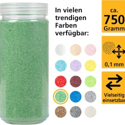 Nisip Decorativ Fin HEIKO 30330-17, Culoare Verde, Granulație 0.1 mm, Recipient Resigilabil 750 g, Nisip Colorat pentru Aranjamente Florale, Vaze, Lumânări, Terarii și Proiecte Creative DIY - Img 5
