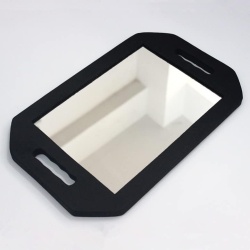 Oglindă Profesională pentru Frizerie și Coafor, cu 2 Mânere Laterale, Ramă din Spumă Protectoare, 41 × 25 cm, Neagră, pentru Salon și Uz Personal - Img 4