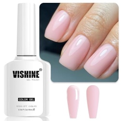 Oja semipermanenta Vishine Jelly Sheer 16 ml, nuanta E023 roz pal laptos translucid (milky peach), uscare lampa UV/LED, manichiura si pedichiura profesionala si DIY