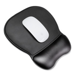 Pad ergonomic pentru mouse și suport pentru încheietura mâinii, din piele ecologică, mare, antiderapant - negru.