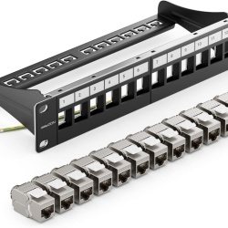 Panou Patch Modular de 12 Porturi deleyCON, 1U, Rack 10 Inch + 12 Bucăți Module Keystone RJ45 CAT6a, Negru - Img 4