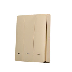 Panoul frontal al comutatorului de perete SmartWise, culoare aurie, 3 butoane