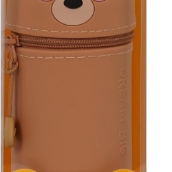 Penar Școlar Kawaii 2-în-1 din Silicon Moale Legami, Model Ursuleț (Teddy), Suport Retractabil de Birou, Închidere cu Fermoar, Înălțime 18.5 cm - Img 5