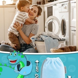 Perna de calatorie pentru copii FLOWZOOM Comfy, spuma cu memorie, husa moale detasabila si lavabila, pentru masina si avion, varsta 6+ ani, marimea M, Albastru - Img 4