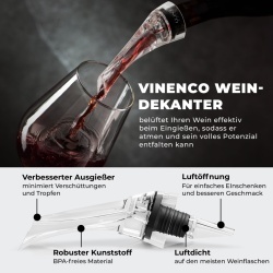 Picurător și Aerator pentru Vin, Dop Decantor cu Sistem Anti-Picurare, Fixare pe Sticlă, Negru/Transparent - Img 2
