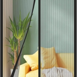 Plasă Anti-Insecte Magnetică pentru Uși Typec Home 140 x 215 cm, Perdea Împotriva Țânțarilor și Muștelor cu Închidere Automată Silențioasă, Bandă Arici Superioară Lățită la 4 cm, Montaj Fără Găurire, Plasă Deasă Rezistentă