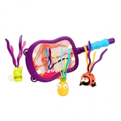 Plasa de pescuit cu 4 jucarii de baie Hipopotam BToys