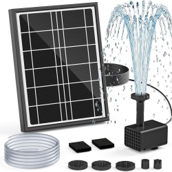 Pompa solara pentru fantana arteziana 2.5W, 5 duze de pulverizare, cablu ,protectie functionare pe uscat, silentioasa, pentru iaz, gradina, acvariu si adapatoare pasari