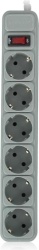 PRELUNGITOR GEMBIRD, Schuko x 6, conectare prin Schuko (T), cablu 3 m, 16 A, protectie supratensiune, protectie copii, gri, "SPG6-B-10C" (timbru verde 0.18 lei)