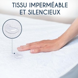 Protecție saltea impermeabilă Dreamzie, 90 x 200 cm, suprafață din bumbac moale, membrană poliuretan respirabilă, barieră antiacarieni, cu elastic de jur împrejur, Alb - Img 5