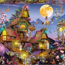 Puzzle 500 Piese Educa Fairy House (Căsuța din Poveste), Puzzle Clasic Adulți și Copii 11+ Ani, Dimensiune 48 x 34 cm, Include Adeziv FixPuzzle (Cod 19554)
