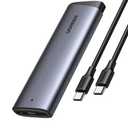 RACK extern Ugreen, "CM767" pt SSD M.2 NVMe/PCIE 3.0 compatibil cu form factor 2280, 2260, 2242 si 2230, cablu 50 cm USB-C 3.1 la USB Type-C 3.1, aluminiu, gri "35267" (timbru verde 0.8 lei) - 6941876232673