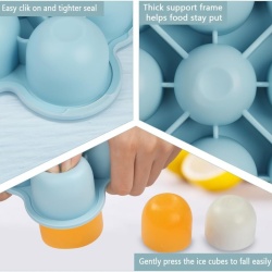 Recipient Congelator Porționare Hrană Bebeluși Aolso din Silicon Alimentar Fără BPA, 9 Compartimente x 75 ml cu Capac Detașabil, Formă Congelare Piureuri, Supe și Gustări, Albastru - Img 2