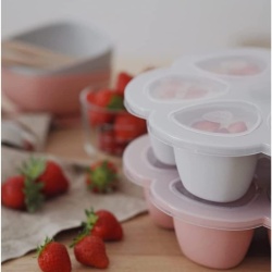 Recipient Multi-Porții din Silicon cu Capac BÉABA Maxi Porțiuni 6 x 90 ml, Formă pentru Congelare și Păstrare Hrană Bebeluși, Rezistență Termică la Cuptor și Microunde (-55°C la +210°C) - Img 4