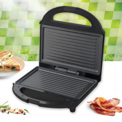 Sandwich maker Heinner SM-H700BK, 700 W, placi antiadezive fixe tip grill, Negru - Img 4