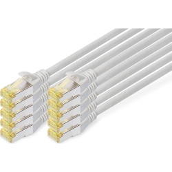 Set 10 Cabluri Rețea LAN DIGITUS Cat 6A, S/FTP Ecranat, 1 Metru, 10Gbps, 500MHz, PoE++, LSZH, Gri