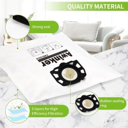 Set 10 Saci de Filtrare din Pânză Textilă (Fleece) Compatibili cu Aspiratoare Umed-Uscate Kärcher WD 2, WD 3, MV 3, SE 4001, SE 4002, Microfibră 3 Straturi Rezistentă la Rupere, Filtrare 99.97% - Img 3