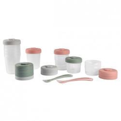Set 12 recipiente hrana Beaba Eucalyptus 2x90 ml, 4x150 ml, 6x250 ml, Gri/Roz