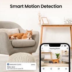 Set 2 camera de securitate interior Cinnado 2K WiFi 2.4G si audio, sirena card SD 24/7, cloud (optional), compatibil cu Alexa si Google Home - Img 3