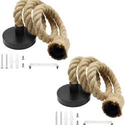 Set 2 Pendule Suspendate din Sfoară de Cânepă E27 (Lungime 100 cm), Lustre Rustice Industriale, Cablu Ajustabil Stil DIY