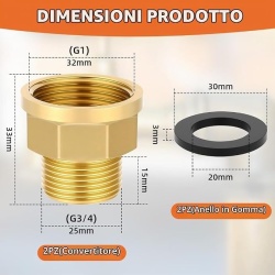 Set 2 Reducții / Adaptori din Alamă 3/4" Exterior x 1" Interior, Bucșă Filetată Hexagonală cu 2 Inele de Etanșare, pentru Apă, Gaz și Combustibil - Img 7