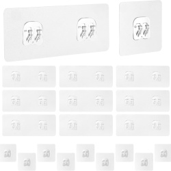 Set 20 Cârlige Adezive Transparente Extra Rezistente, Suporturi Autoadezive Fără Găurire pentru Rafturi de Duș, Accesorii de Baie și Bucătărie