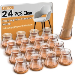 Set 20 Protecții din Silicon Transparent cu Bază din Pâslă pentru Picioare de Scaun (Mărimea S, Ø 14–20 mm), Capace Anti-Zgârieturi și Reducere Zgomot