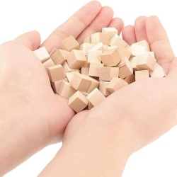 Set 200 cuburi din lemn natural netratat, 1 x 1 x 1 cm, blocuri mici pătrate din lemn masiv pentru bricolaj, craft, decorațiuni DIY și activități educative - Img 2