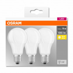 Set 3 becuri LED Osram, A75, E27, 10W (75W), 1055 lm, mat, lumina calda (2700K)