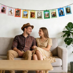 Set 30 Rame Foto din Carton Colorat 10 x 15 cm (4x6 Inch), Fotografii cu 30 Mini Cleme din Lemn și Sfoară de Iută 6 m, Ghirlandă DIY pentru Absolvire, Nunți, Petreceri, Clasă și Decor Casnic, Multicolor - Img 2
