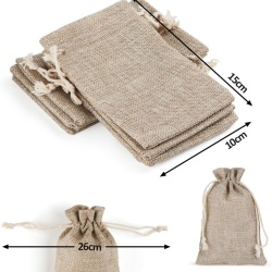 Set 30 Săculeți din Iută Naturală 10 x 15 cm, Săculeți Cadou cu Șnur Textil, Reutilizabili, pentru Bijuterii, Calendar Advent, Proiecte DIY, Nunți și Crăciun - Img 8