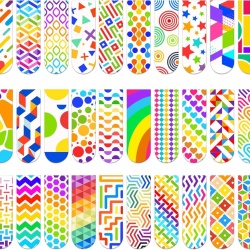 Set 36 Semne de Carte Magnetice Pliabile cu Modele Geometrice Colorate, Cleme Magnetice pentru Pagină din Carton Calitativ și Magnet Flexibil, Format Compact 6 x 2 cm, Marcatoare pentru Cărți, Agende, Jurnale, Birou și Școală, pentru Adulți și Copii