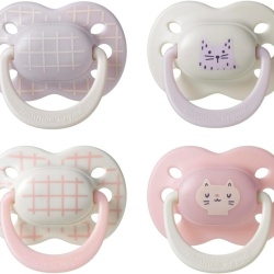 Set 4 Suzete Ortodontice Tommee Tippee Ultimate Fit 0-6 Luni, Tetină Simetrică din Silicon Fără BPA, Design Club House cu Orificii de Ventilație pentru Piele Sensibilă