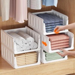 Set 5 Cutii Modulare de Depozitare cu Sertar Lifewit, Capacitate 24L per Unitate, Sistem Suprapozabil Anti-Cădere, Organizator Haine și Dressing, Alb