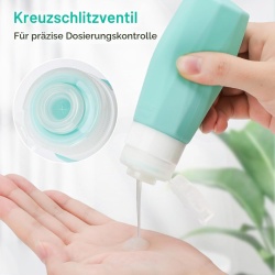Set 5 Recipiente de Călătorie din Silicon, Sticluțe Refolosibile 100 ml 100% Etanșe cu Geantă de Depozitare, pentru Șampon și Cosmetice - Img 4