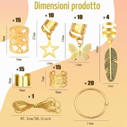 Set 90 Accesorii Aurii pentru Împletituri și Dreadlocks, Bijuterii Metalice pentru Păr, Diverse Stiluri, cu Cutie de Depozitare Transparentă, pentru Petreceri și Festivaluri - Img 6