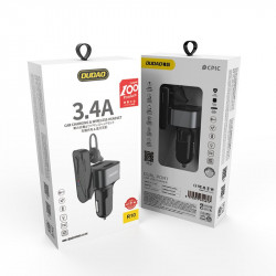 Set auto Dudao 2x încărcător USB 3.4A + casca Bluetooth , negru (R10) - Img 6