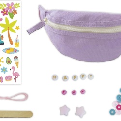Set Creativ DIY Janod Personalizare Borsetă de Brâu, Conține Borsetă din Bumbac OEKO-TEX, Autocolante Textile (Decals) și Accesorii Breloc, Activitate Manuală Copii +7 Ani