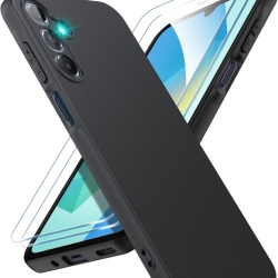 Set Husă de Protecție Silicon TPU Negru Mat și 2 Folii Sticlă Securizată 9H pentru Samsung Galaxy A16 5G / 4G