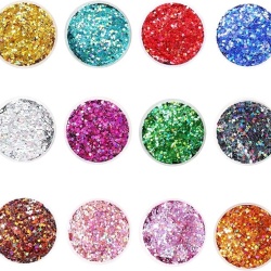 Set sclipici holografic hexagonal 1 mm, 12 culori asortate, paiete cu efect laser pentru rășină epoxidică, manichiură/nail art, machiaj corporal și decorațiuni DIY