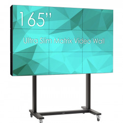 Solutie VideoWall 3x3 cu suport Vogel's 3x3 cu baza mobila si 9 Display-uri SWEDX UMX-55K8, bezel 3,5mm